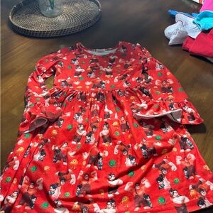 Red Long-Sleeve Cartoon Dress